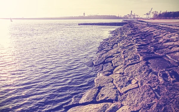 Vintage filtered old port embankment. — Stock Photo, Image