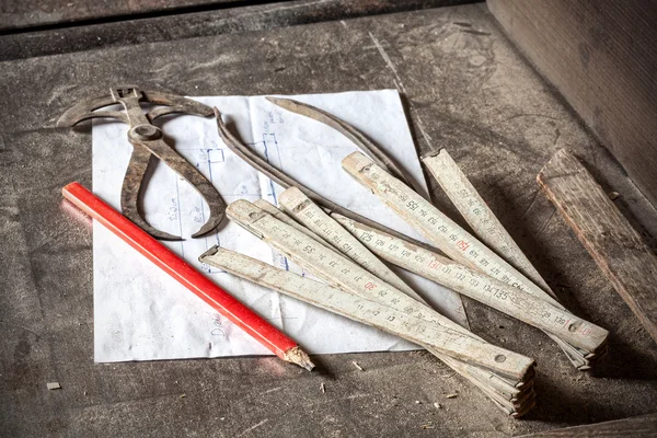 Old traditional carpenter tools. — Stock Photo, Image