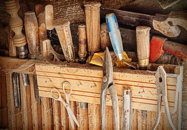 Old rusty woodworking tools. — Stock Photo, Image