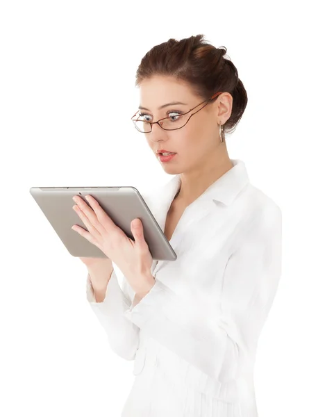 Woman working on a tablet. — Stock Photo, Image