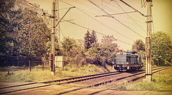 Imagen retro tonificada de una locomotora . — Foto de Stock