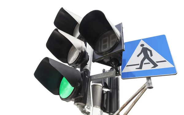 Trafikklys og fotgjengerkryssskilt . – stockfoto