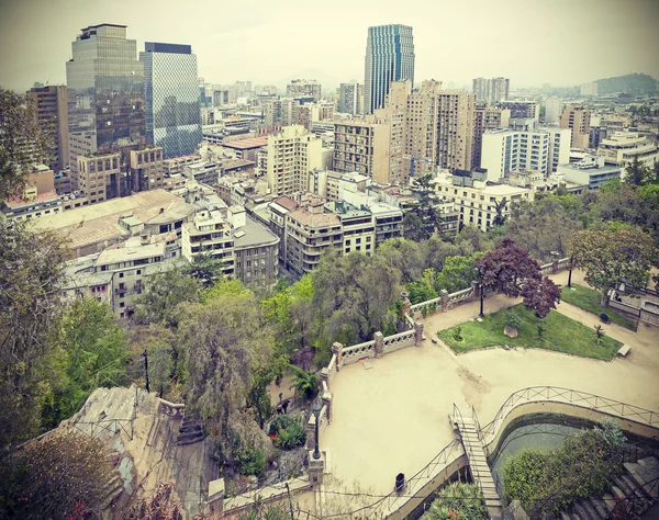 Retro foto tonificada de Santiago de Chile centro da cidade . — Fotografia de Stock