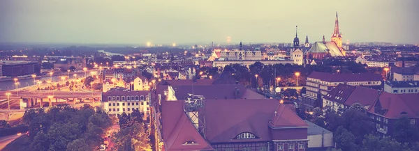 Vintage toned panoramic view of Szczecin. — Stock Photo, Image