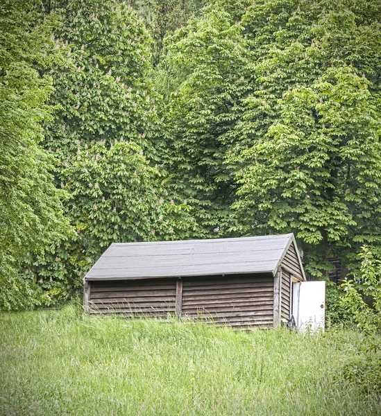 在森林里的老木山中小屋. — 图库照片