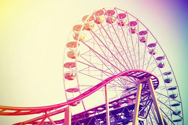 Retro vintage instagram stylized amusement park. — Stok fotoğraf