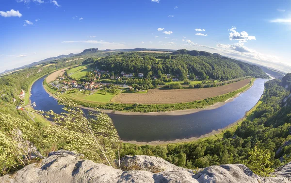 Fisheye lens photo of Rathen, Germany. — Stock Photo, Image