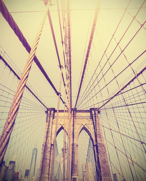 Foto vintage tonificada del puente de Brooklyn, Nueva York, EE.UU. . — Foto de Stock