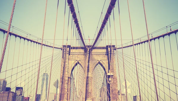 Vintage tónusú fénykép, a Brooklyn-híd, New York. — Stock Fotó