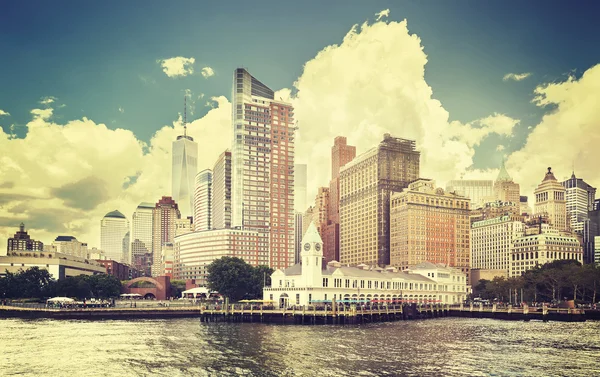 New York waterfront, ABD Vintage tonda resmi. — Stok fotoğraf