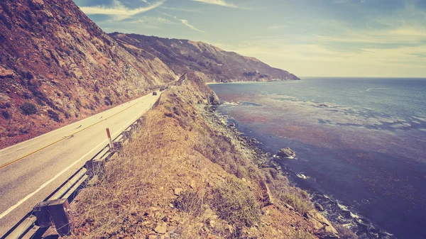 Vintage retro tonificado pintoresco Pacific Coast Highway, California . — Foto de Stock