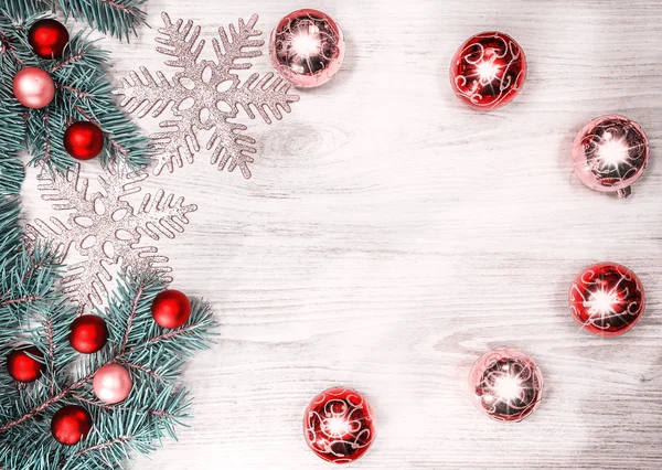 Christmas decorations on a wooden board, retro style — Stock Photo, Image