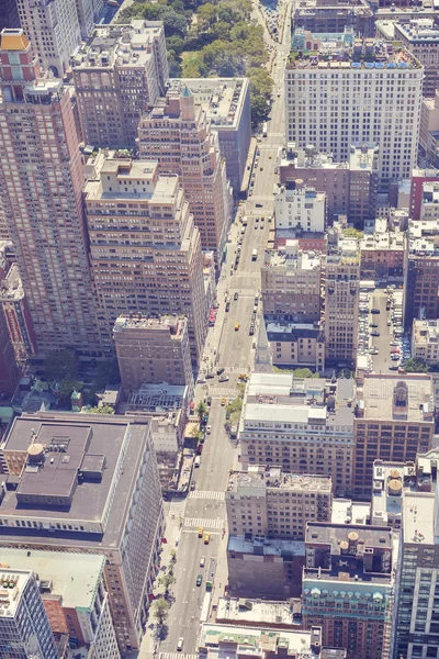 Vintage gestileerde luchtfoto van Manhattan, Nyc. — Stockfoto