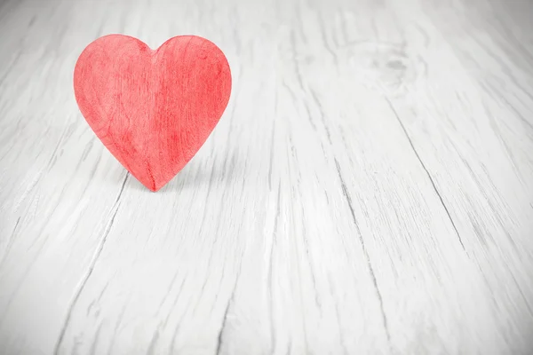 Wooden red heart on white background, space for text — Stock Photo, Image