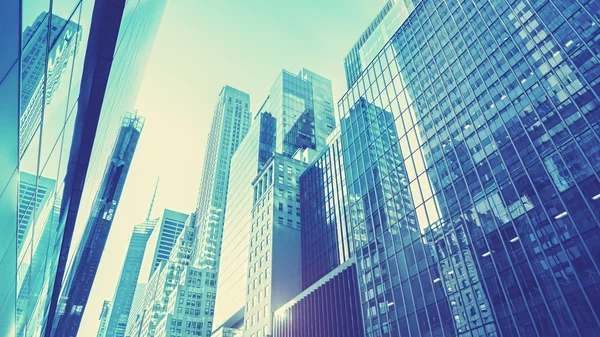 미래의 블루 톤 맨하탄 마천루 석양, 뉴욕, 미국. — 스톡 사진