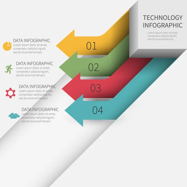 Frecce linee curve con i dati — Vettoriale Stock