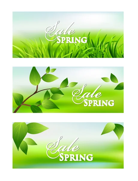 Horizontal banner set spring discounts — Stock Vector