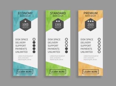 Üç farklı sürümleri tarifelerinin