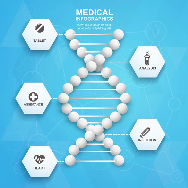 Molekul DNA kreatif ilmiah Infografis medis - Stok Vektor
