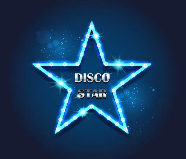 Disco star licht neon lampen — Stockvector