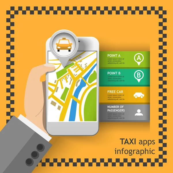 Υπηρεσία ταξί μέσω της εφαρμογής — Διανυσματικό Αρχείο