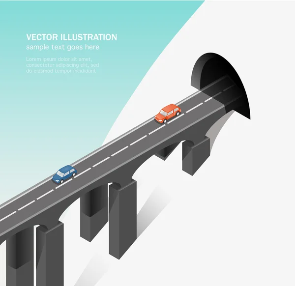 Puente o carretera para coches fuera del túnel — Vector de stock