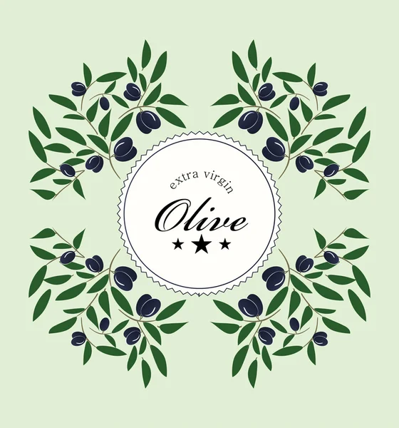 Olijfolie label met olijftakken — Stockvector