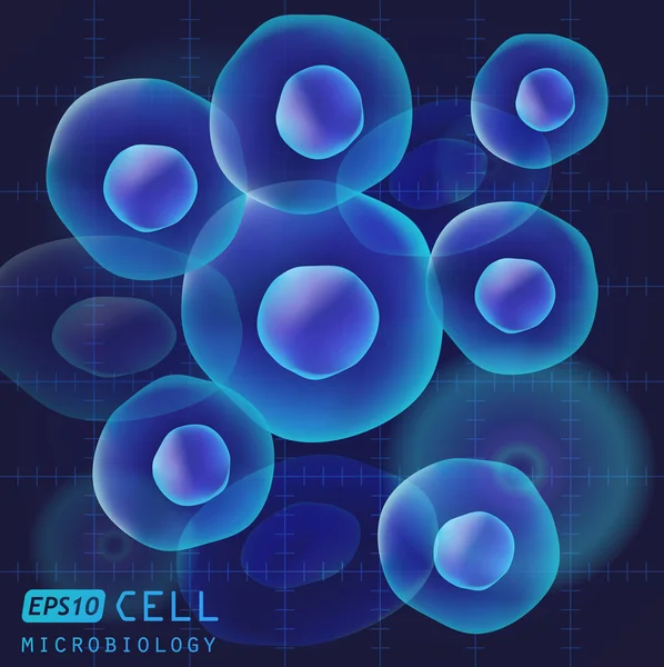 Células azules bajo microscopio — Archivo Imágenes Vectoriales