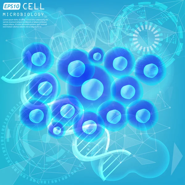 Células azules bajo microscopio — Archivo Imágenes Vectoriales