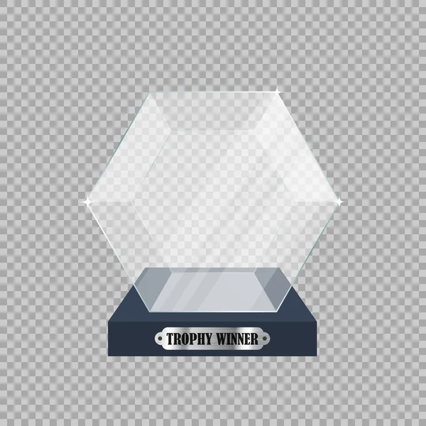 Transparent hexagon for Trophy — Stock Vector
