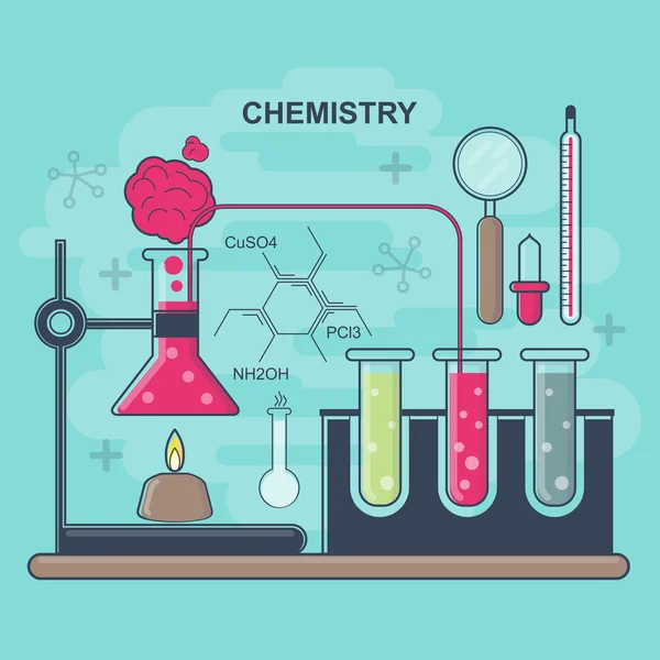 Chemie apparatuur, laboratoriumtests — Stockvector
