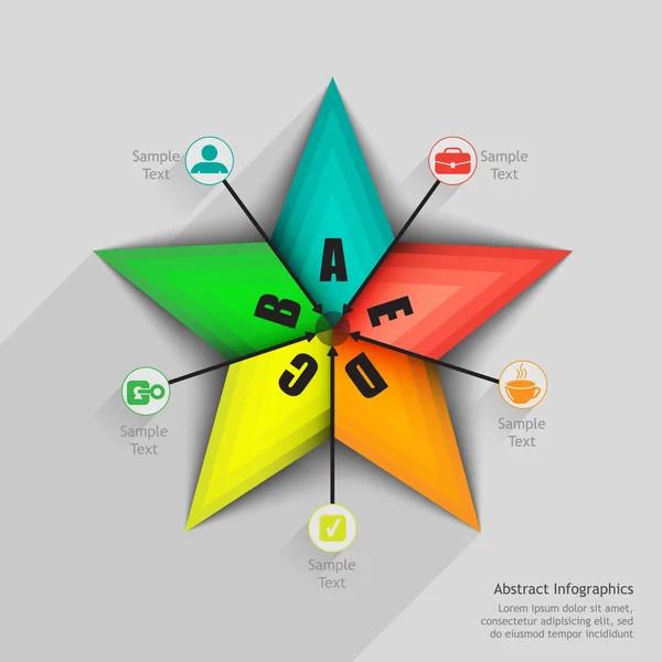 Kleur vijf-puntige ster infographics — Stockvector