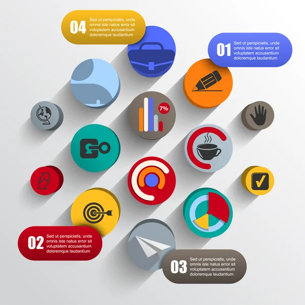 Circles chaotic infographics mobile applications — Stock Vector