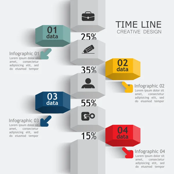 Columna vector infografías línea de tiempo plantilla — Vector de stock