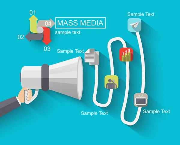 Medios de infografía vectorial plana — Vector de stock