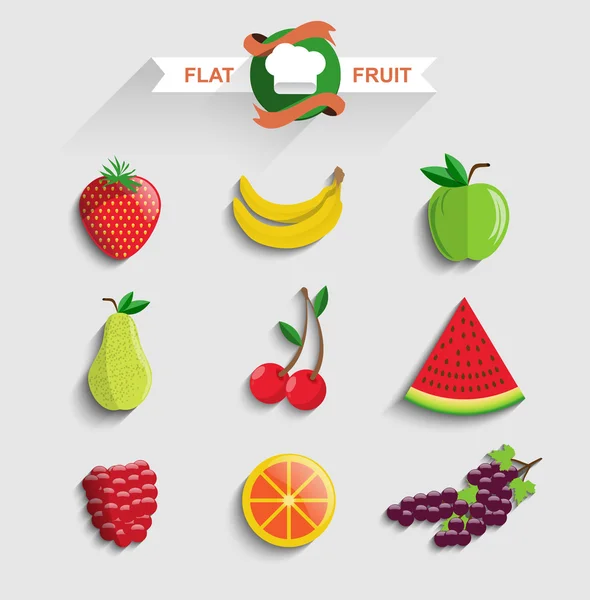 Набор плоских фруктов — стоковый вектор