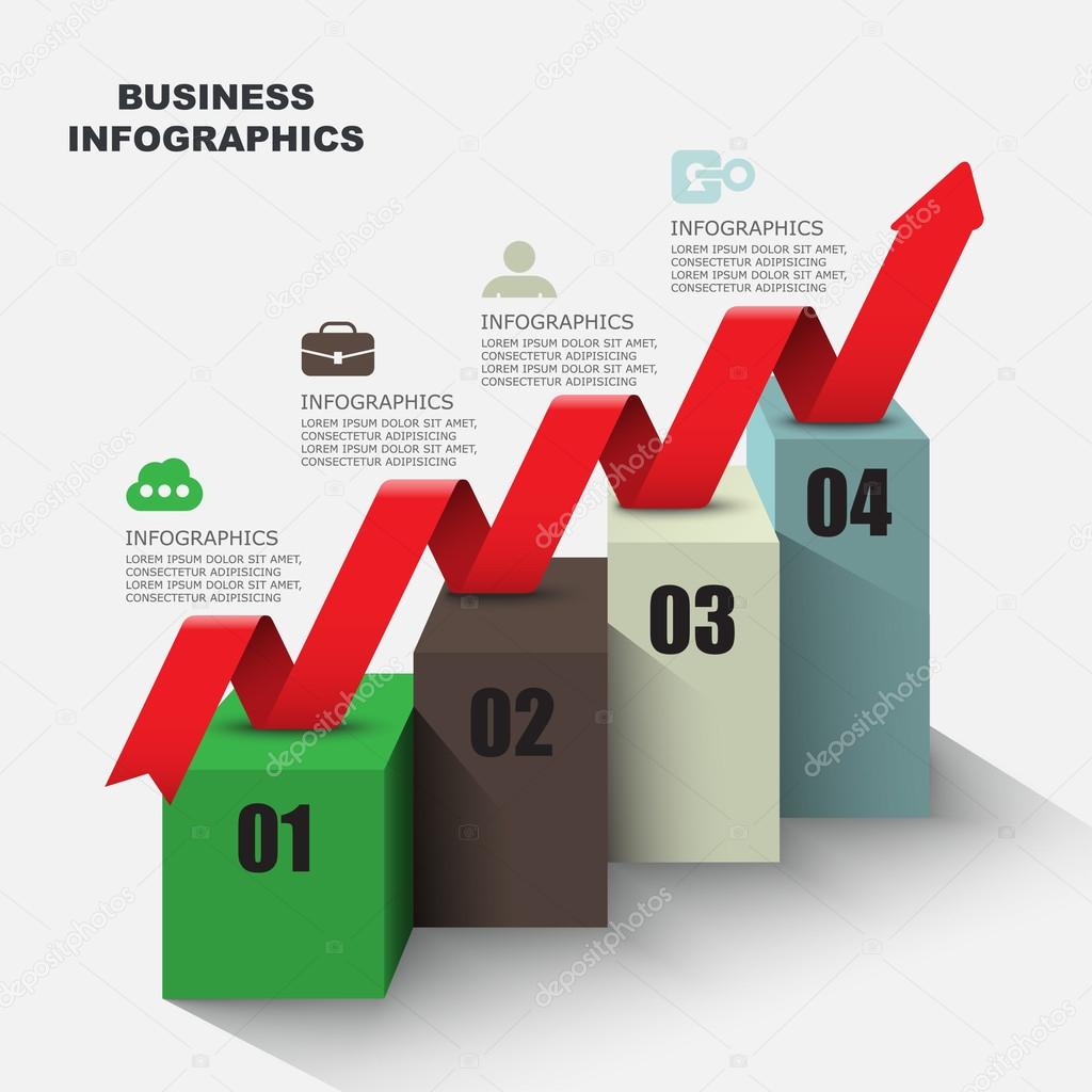 3d growth chart data infographic