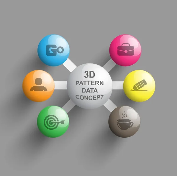 3D krets anslutning av färgade bollar — Stock vektor