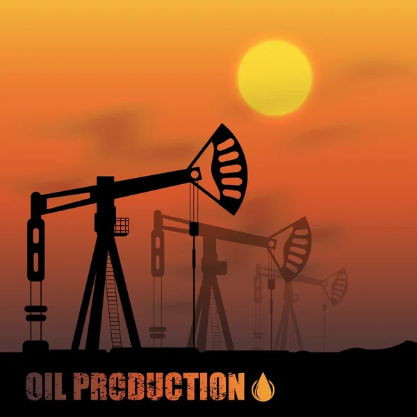 Нефтяные насосы на рассвете — стоковый вектор