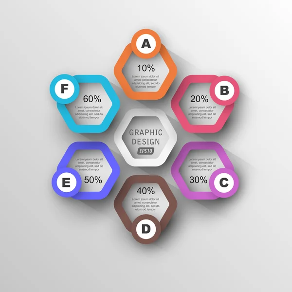 Dados de progresso do hexágono — Vetor de Stock