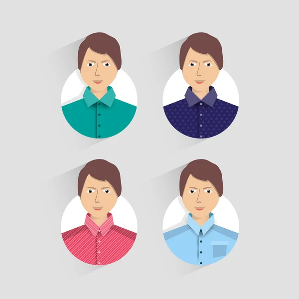 Hombres Avatar en camisas de colores — Vector de stock