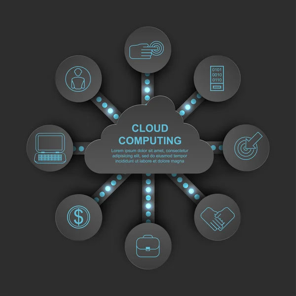 Diagramma cloud computing — Vettoriale Stock