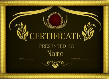 Altın çerçeve ile kazanan için karanlık sertifika şablonu