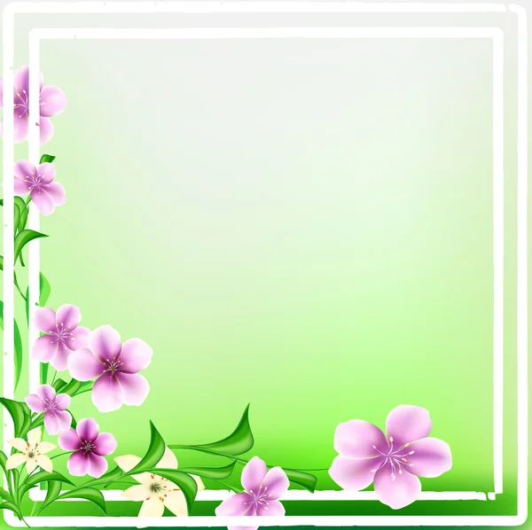 Blooming flowers on the white frame — Stock Vector