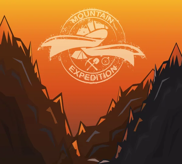 Emblema della spedizione in montagna — Vettoriale Stock