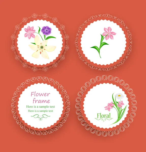 Labels with a bouquet of summer flowers — Stock Vector