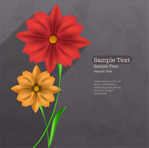 Fleurs avec de longues ombres carte de voeux — Image vectorielle