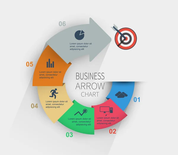 Diagram met stap voor stap gegevens naar het doel — Stockvector