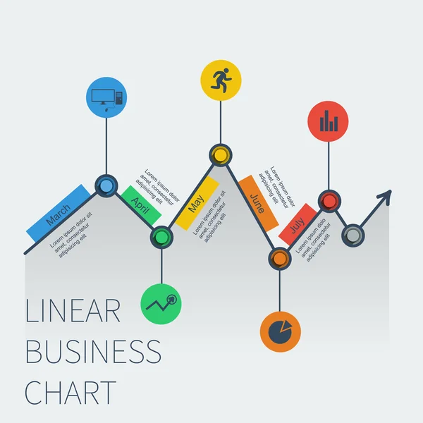 Línea gráfico intervalos negocio infografía — Archivo Imágenes Vectoriales