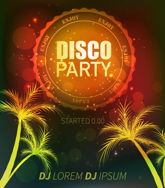 Stranden disco party dark flyer — Stock vektor